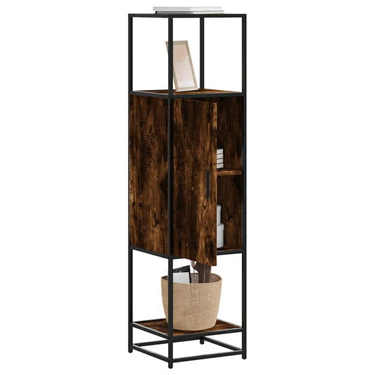 Dulapuru stejar afumat 35,5x35x139 cm lemn și metal prelucrat