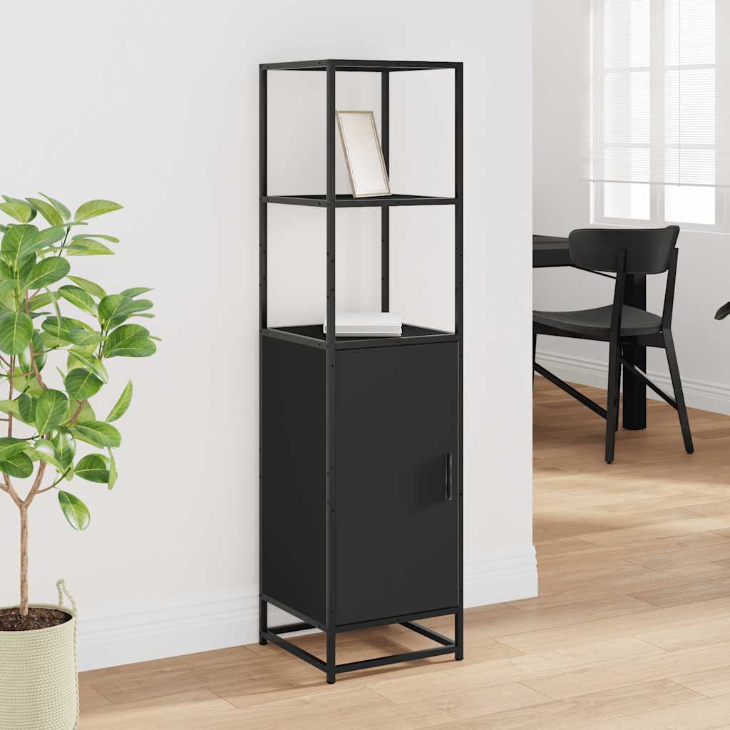 Dulapuru negru 35,5x35x139 cm lemn și metal prelucrat