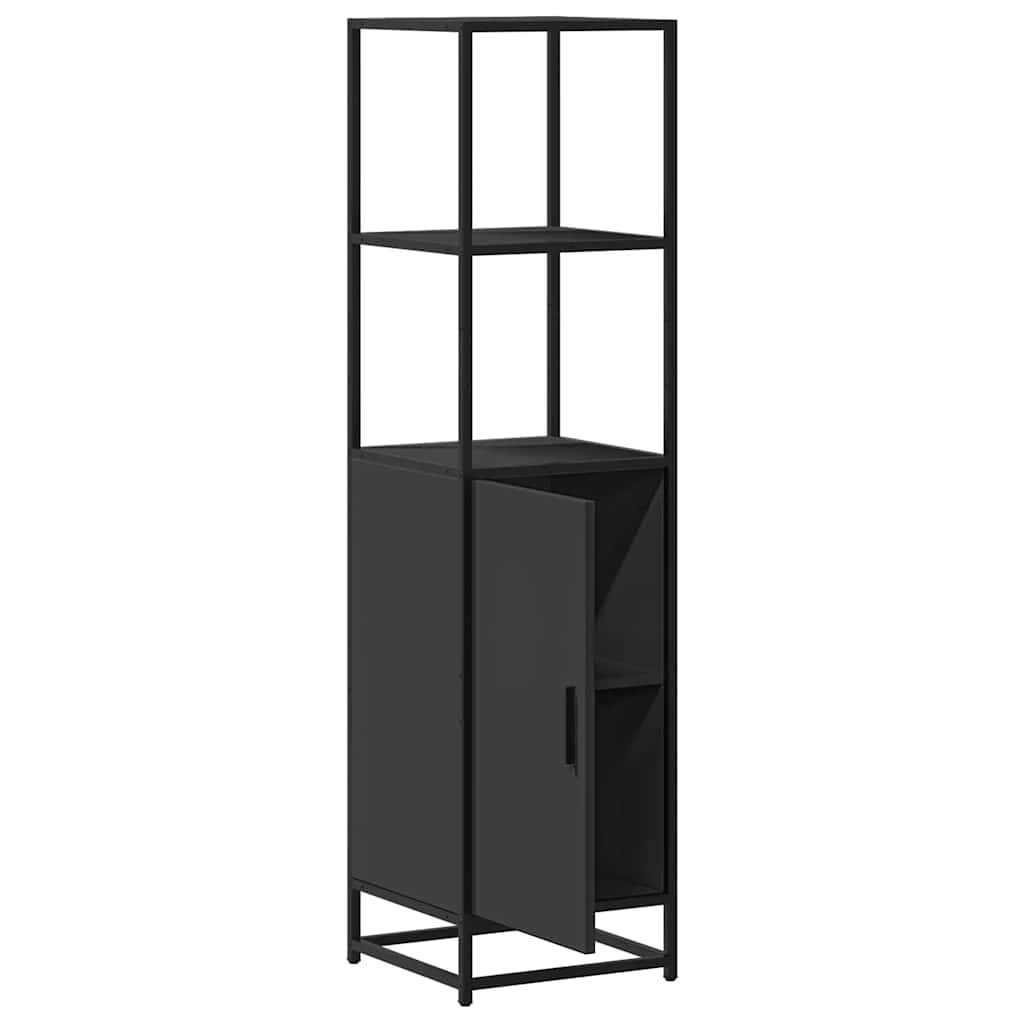 Dulapuru negru 35,5x35x139 cm lemn și metal prelucrat