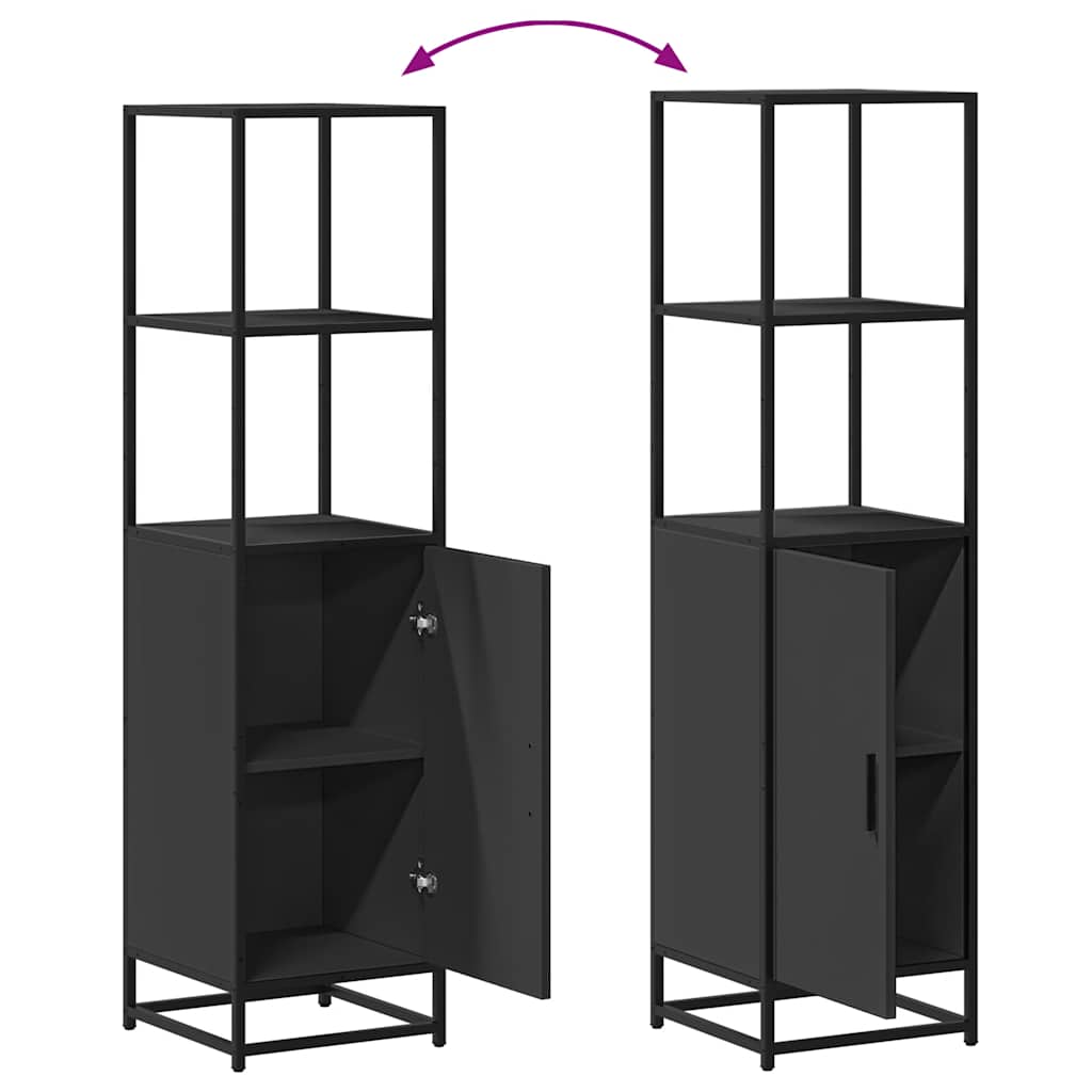 Dulapuru negru 35,5x35x139 cm lemn și metal prelucrat