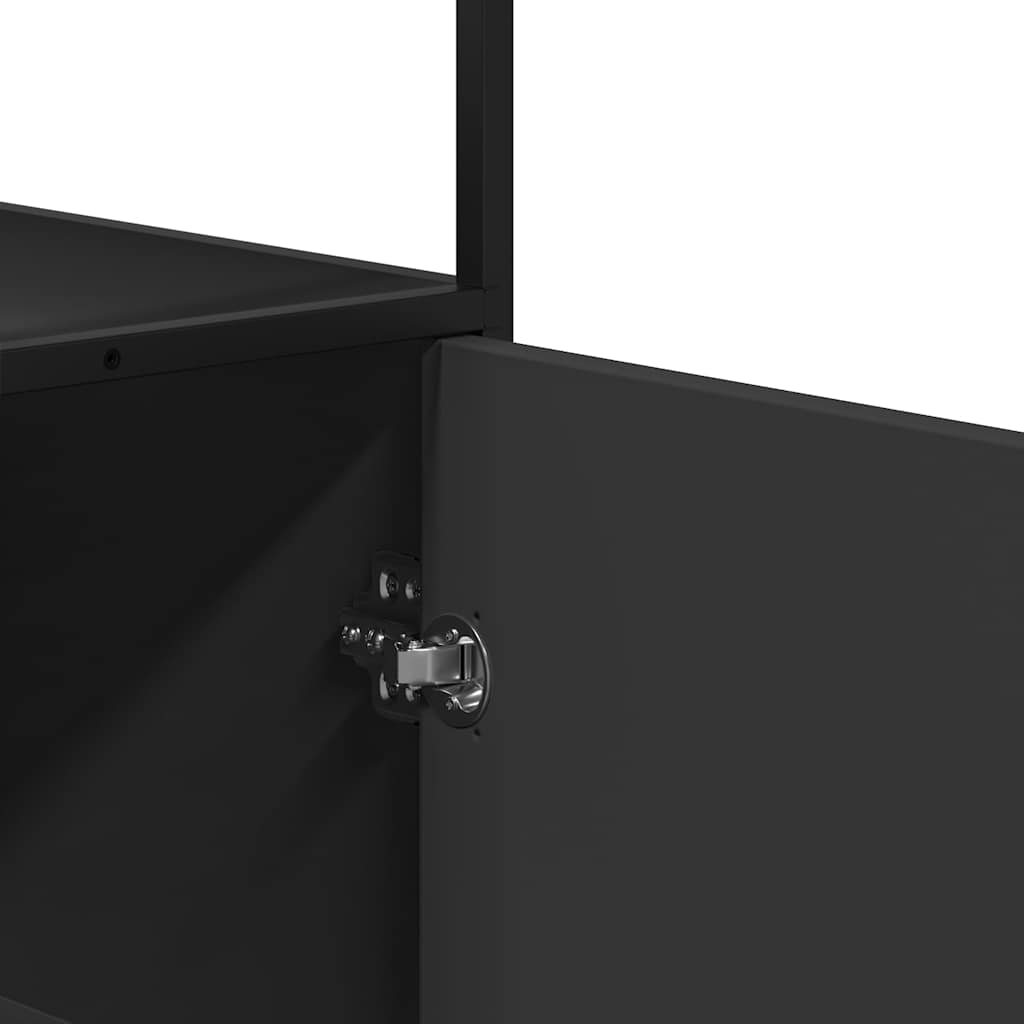 Dulapuru negru 35,5x35x139 cm lemn și metal prelucrat