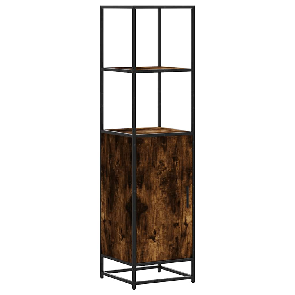 Dulapuru stejar afumat 35,5x35x139 cm lemn și metal prelucrat