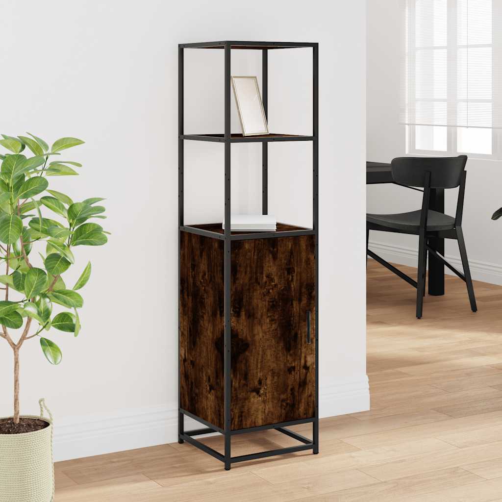 Dulapuru stejar afumat 35,5x35x139 cm lemn și metal prelucrat