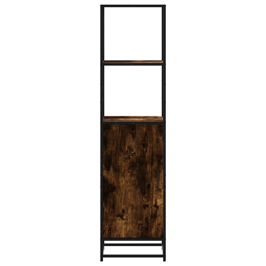 Dulapuru stejar afumat 35,5x35x139 cm lemn și metal prelucrat