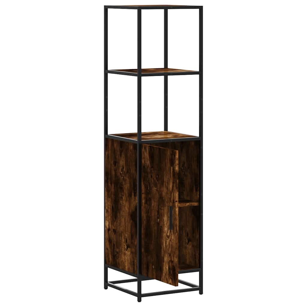 Dulapuru stejar afumat 35,5x35x139 cm lemn și metal prelucrat