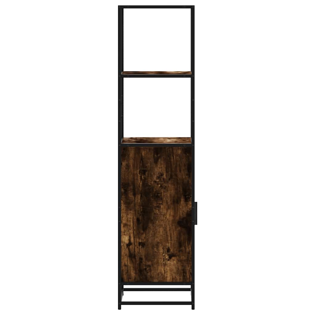 Dulapuru stejar afumat 35,5x35x139 cm lemn și metal prelucrat