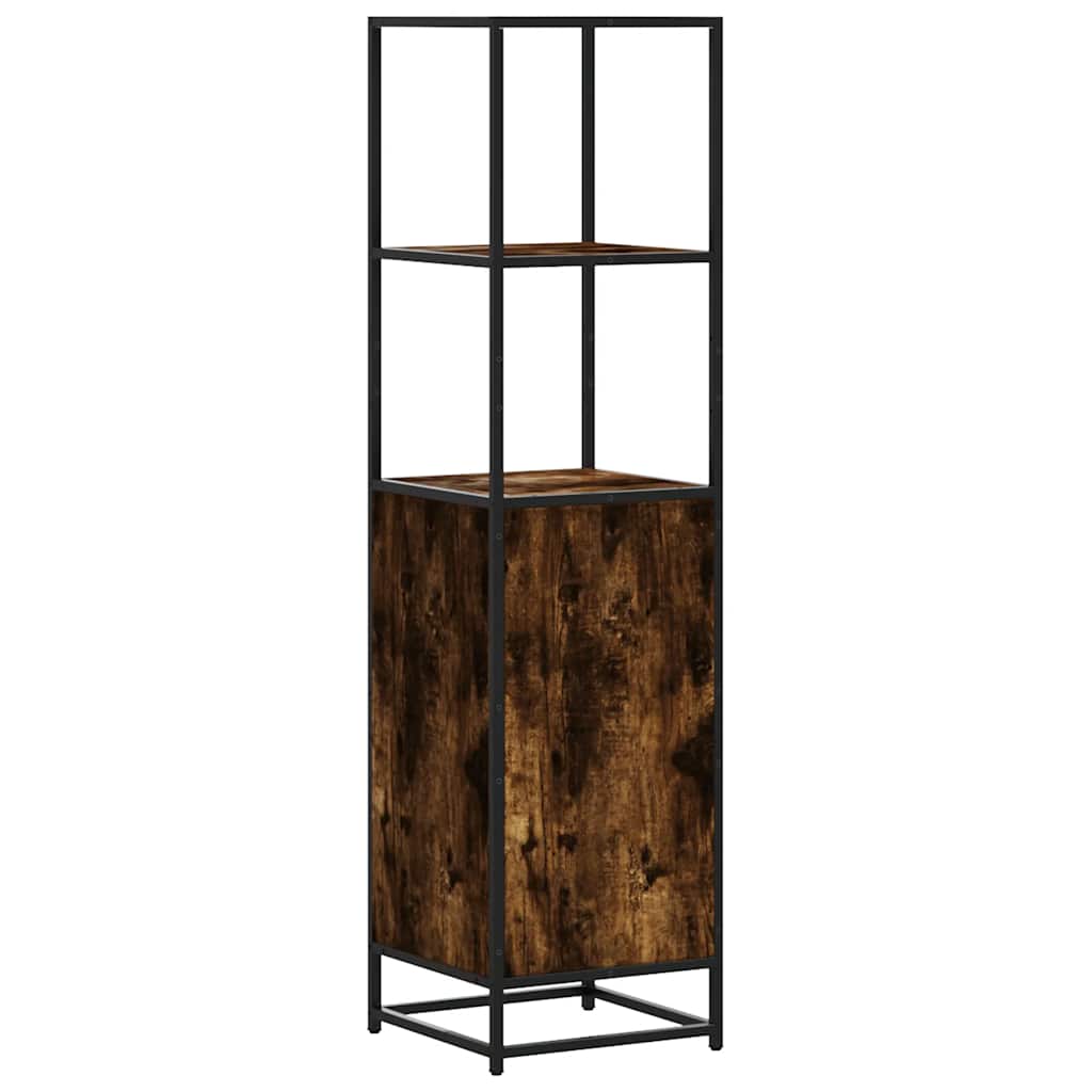 Dulapuru stejar afumat 35,5x35x139 cm lemn și metal prelucrat