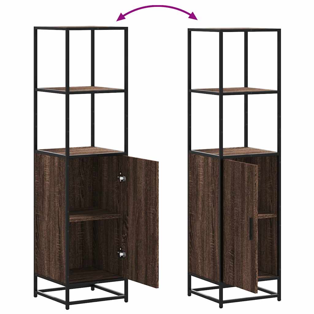 Dulapuru stejar maro 35,5x35x139 cm lemn și metal prelucrat