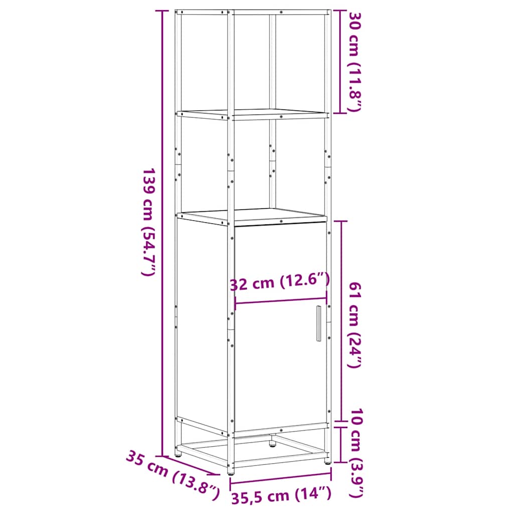 Dulapuru stejar maro 35,5x35x139 cm lemn și metal prelucrat