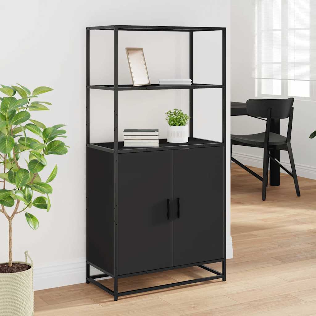 Dulapuru negru 68x35x139 cm lemn și metal prelucrat