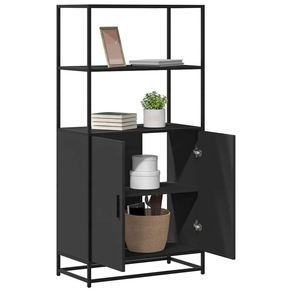 Dulapuru negru 68x35x139 cm lemn și metal prelucrat