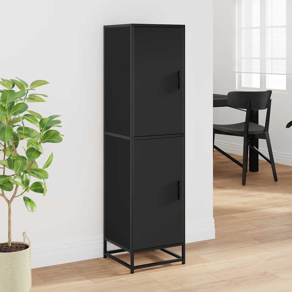 Dulapuru negru 35,5x35x139 cm lemn și metal prelucrat