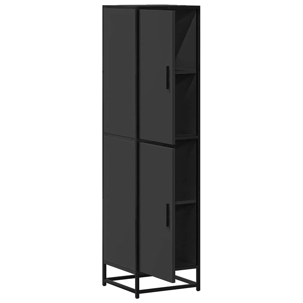 Dulapuru negru 35,5x35x139 cm lemn și metal prelucrat
