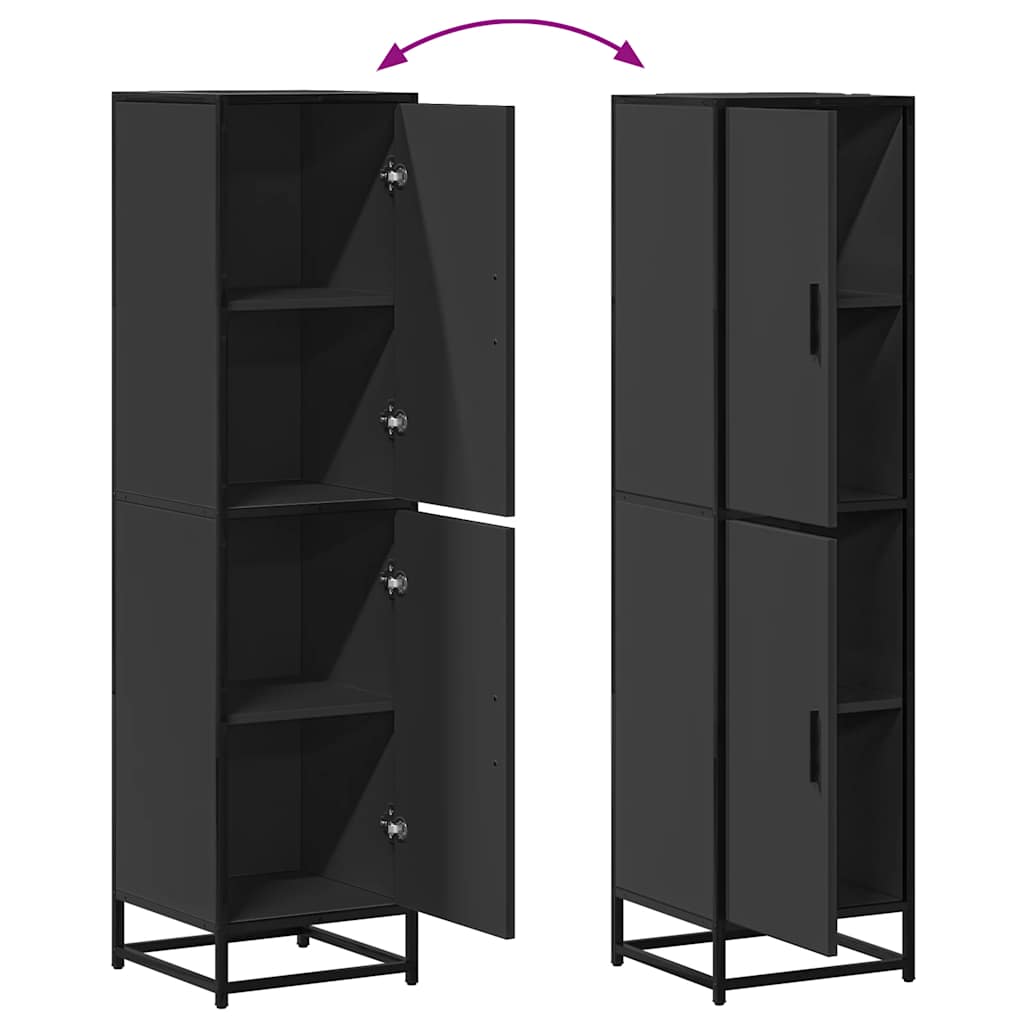 Dulapuru negru 35,5x35x139 cm lemn și metal prelucrat
