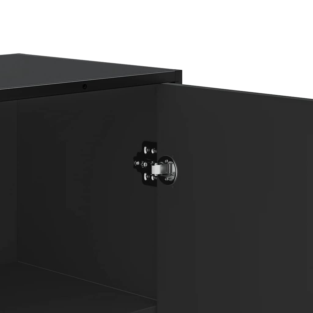 Dulapuru negru 35,5x35x139 cm lemn și metal prelucrat