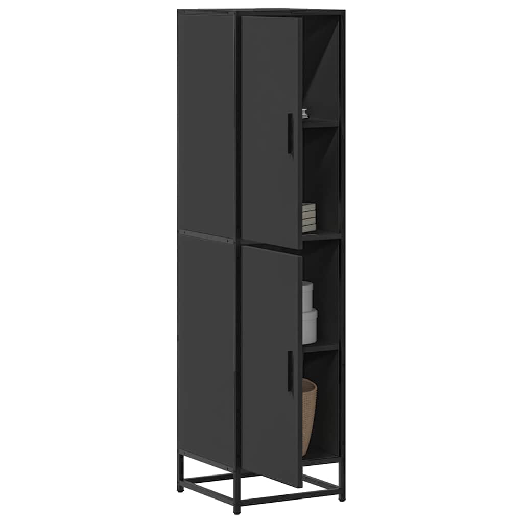 Dulapuru negru 35,5x35x139 cm lemn și metal prelucrat