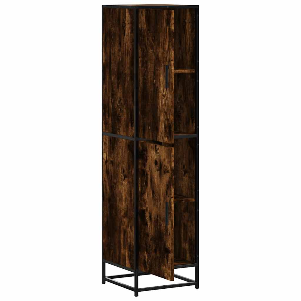 Dulapuru stejar afumat 35,5x35x139 cm lemn și metal prelucrat