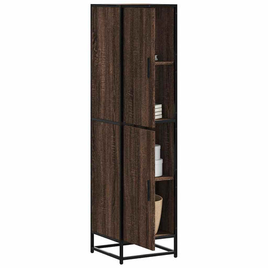 Dulapuru stejar maro 35,5x35x139 cm lemn și metal prelucrat