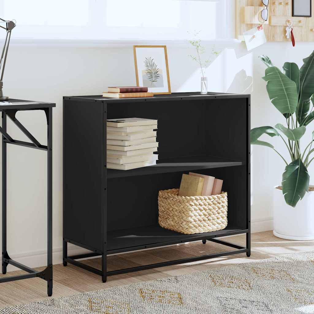 Bibliotecă, negru, 80,5x35x76 cm, lemn prelucrat