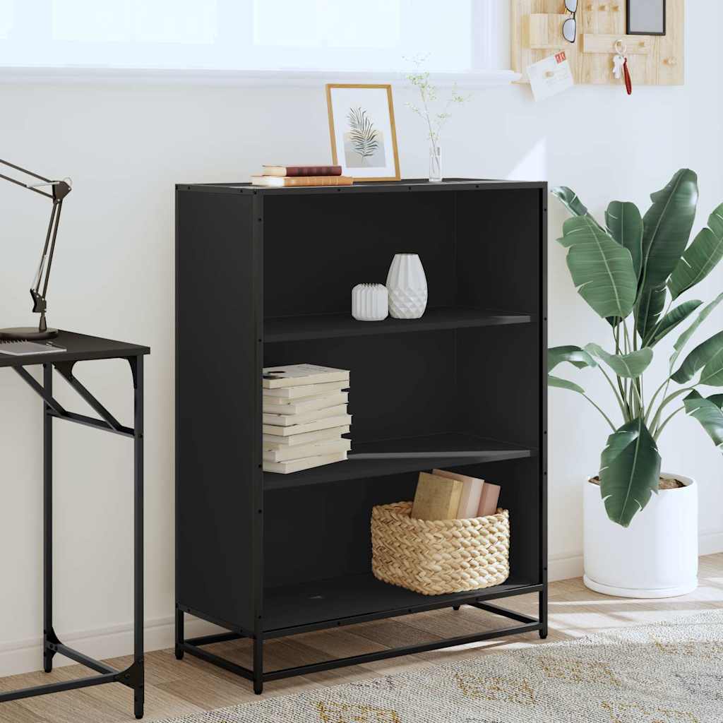 Bibliotecă, negru, 80,5x35x107,5 cm, lemn prelucrat