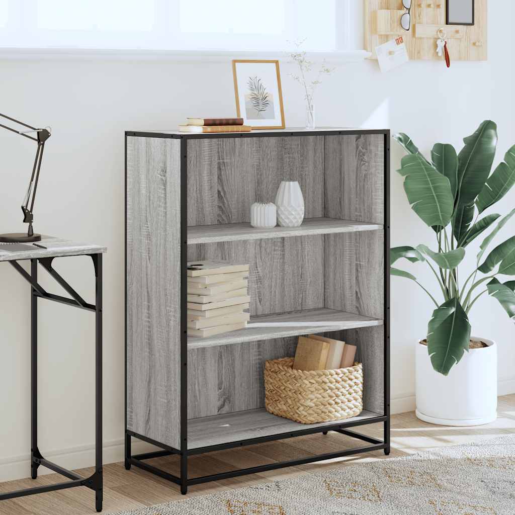 Bibliotecă, gri sonoma, 80,5x35x107,5 cm, lemn prelucrat