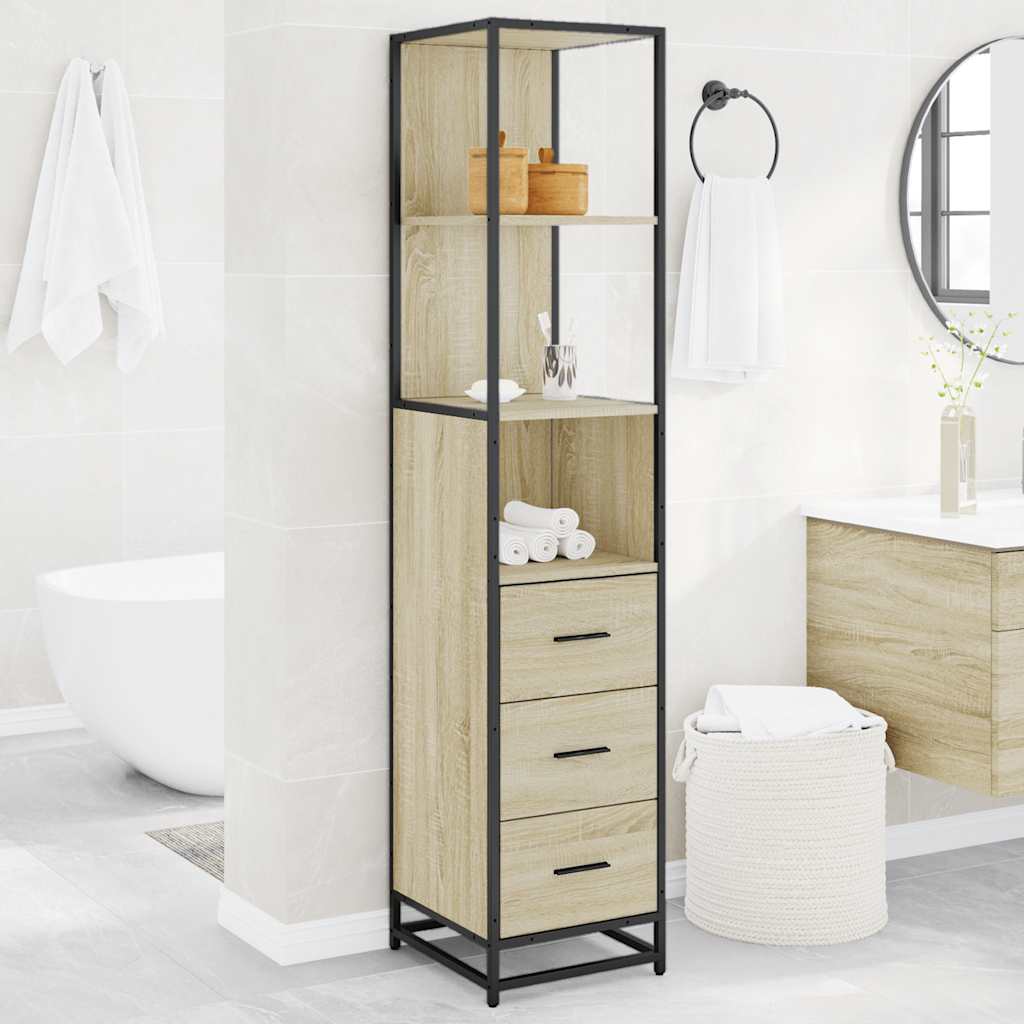 Dulap de baie, stejar sonoma, 35x37,5x166 cm, lemn prelucrat
