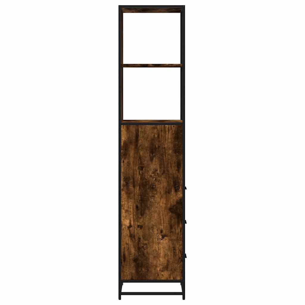 Dulap de baie, stejar afumat, 35x37,5x166 cm, lemn prelucrat