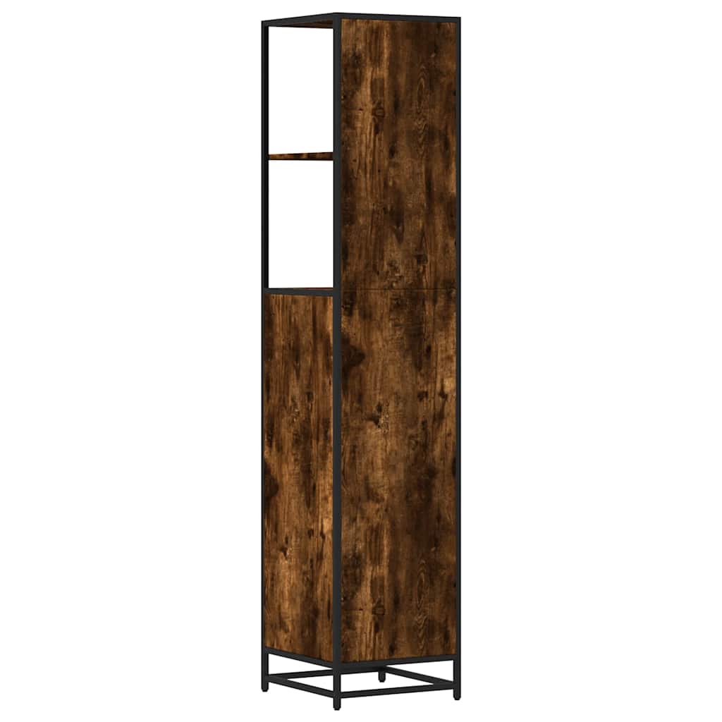 Dulap de baie, stejar afumat, 35x37,5x166 cm, lemn prelucrat