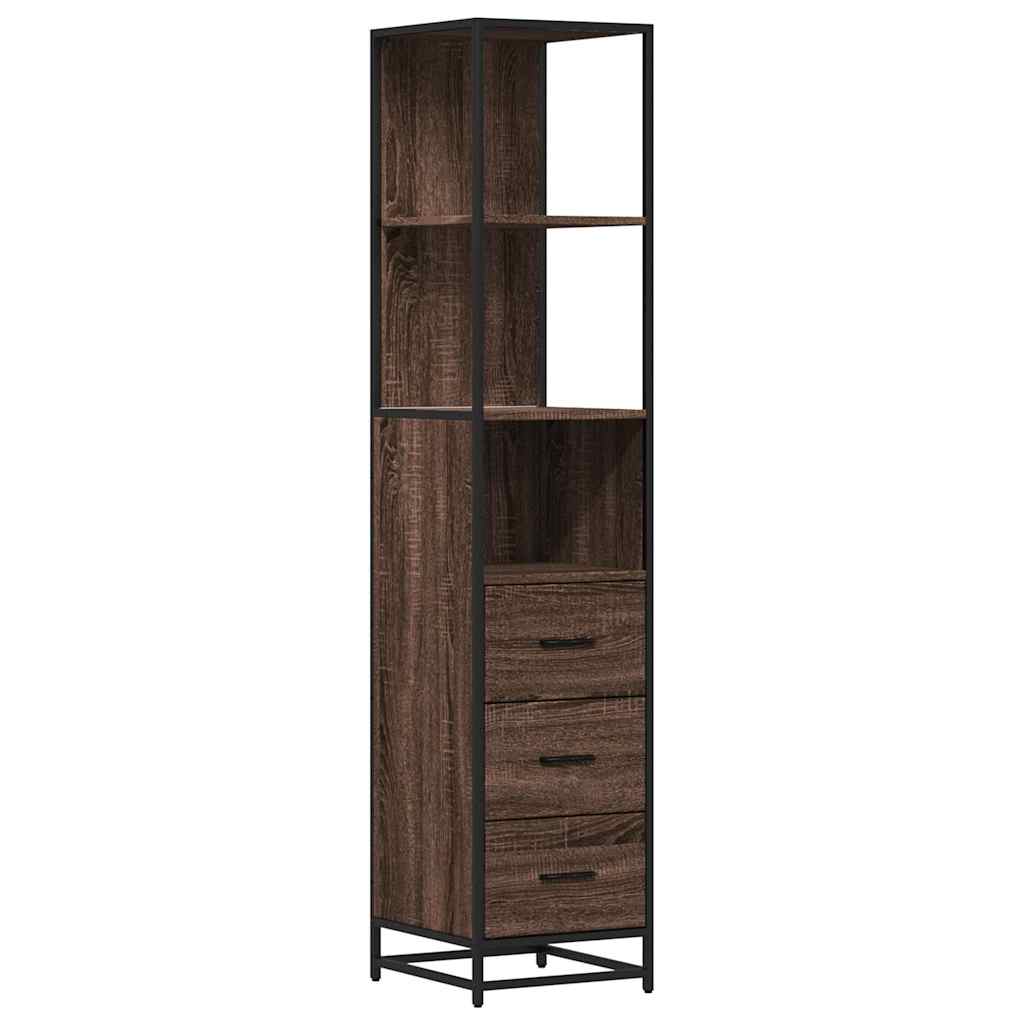 Dulap de baie, stejar maro, 35x37,5x166 cm, lemn prelucrat