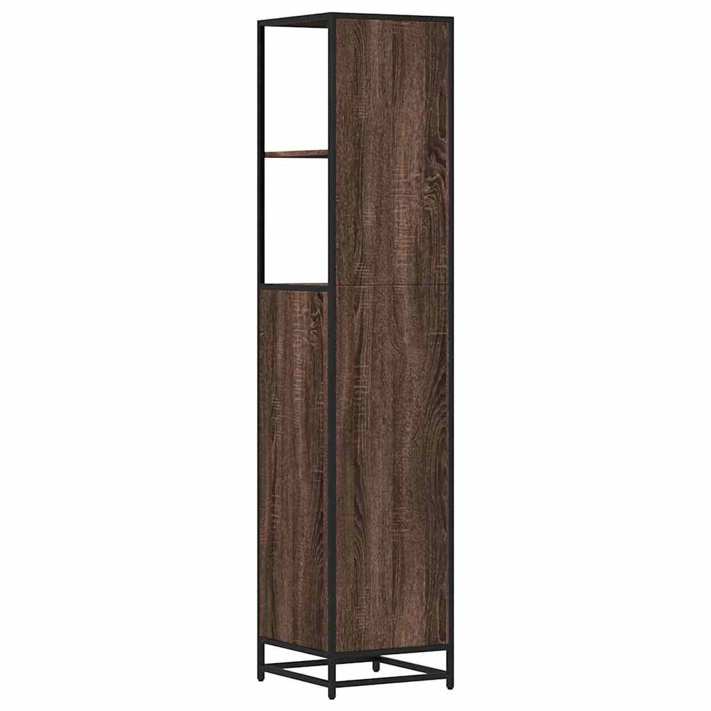 Dulap de baie, stejar maro, 35x37,5x166 cm, lemn prelucrat
