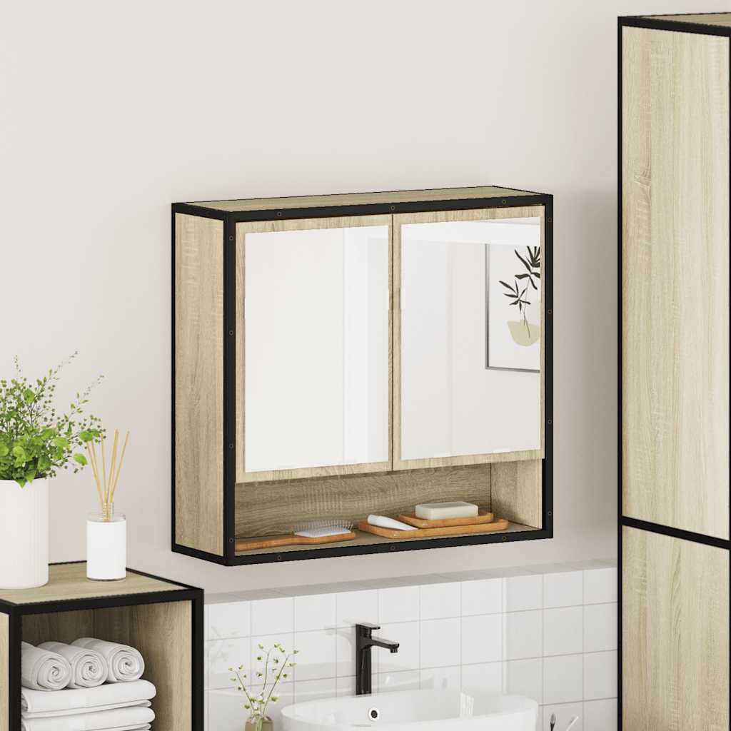 Dulap baie cu oglindă stejar sonoma 65x20x60 cm lemn compozit