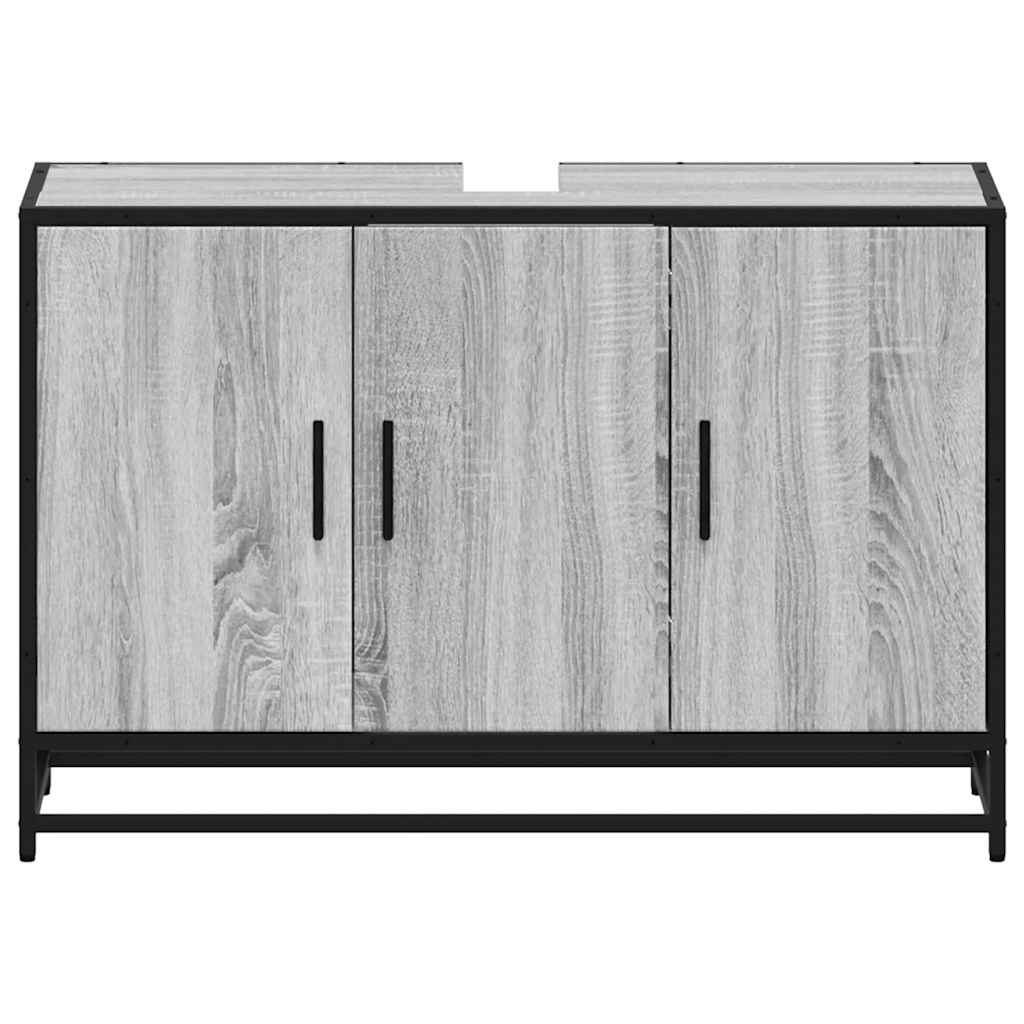 Dulap pentru chiuvetă de baie gri Sonoma 90x33x60 cm lemn