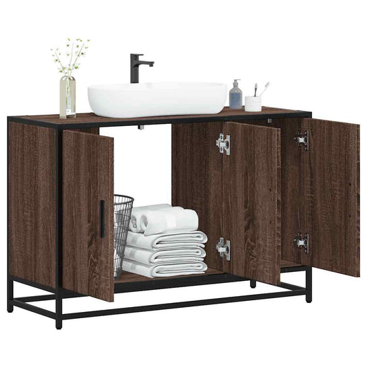 Dulap pentru chiuvetă de baie stejar maro 90x33x60 cm lemn