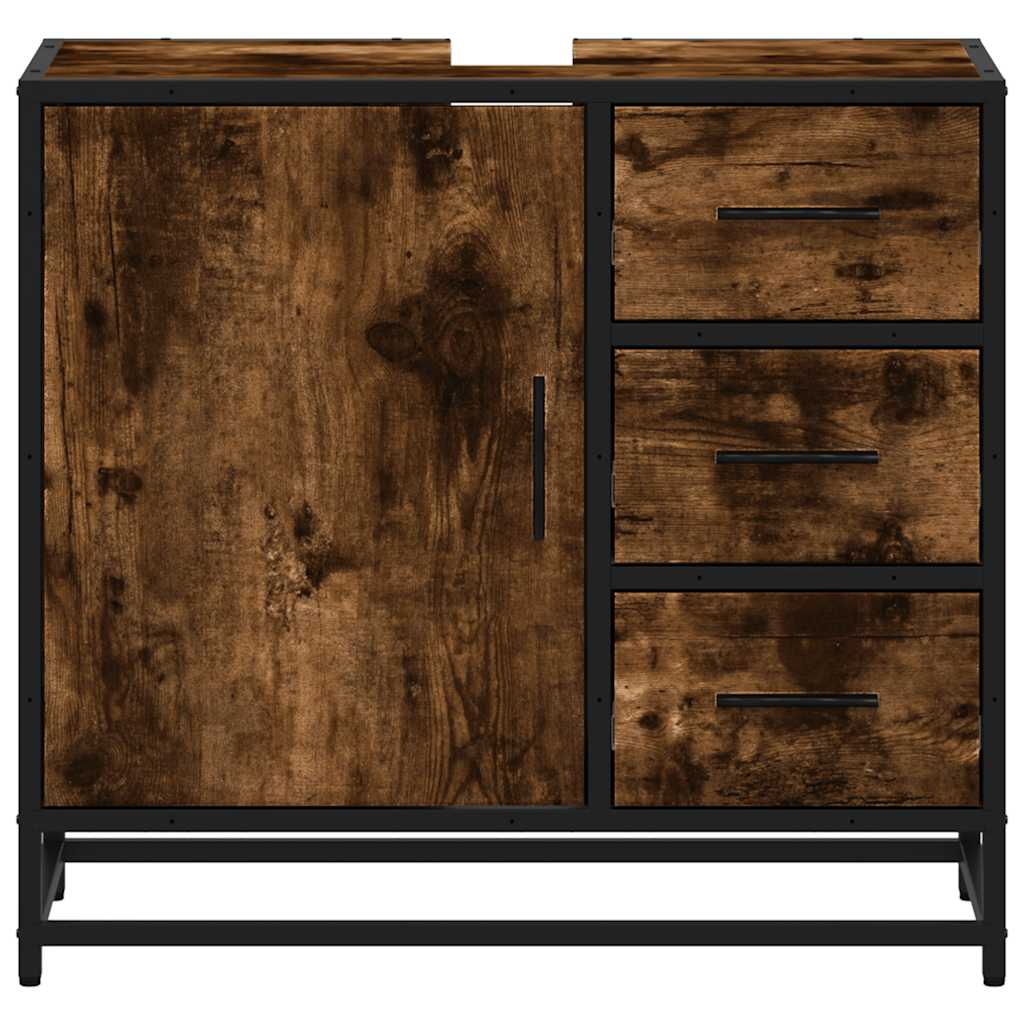 Dulap pentru chiuvetă de baie stejar afumat 65x33x60 cm lemn