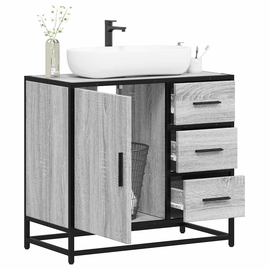 Dulap pentru chiuvetă de baie gri Sonoma 65x33x60 cm lemn