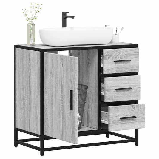 Dulap pentru chiuvetă de baie gri Sonoma 65x33x60 cm lemn
