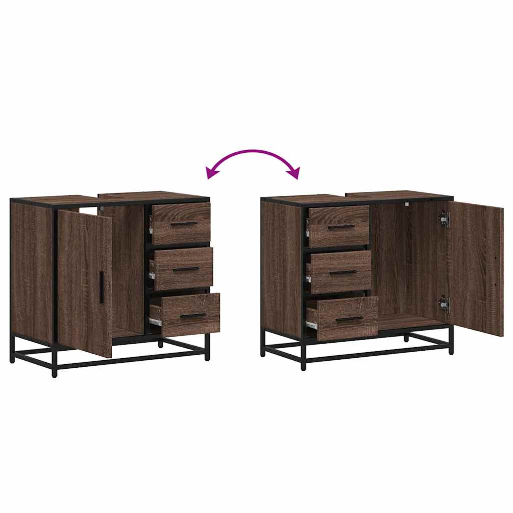 Dulap pentru chiuvetă de baie stejar maro 65x33x60 cm lemn