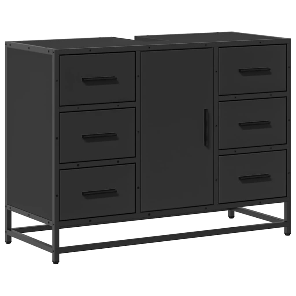 Dulap chiuveta de baie, negru, 80x33x60 cm, lemn compozit