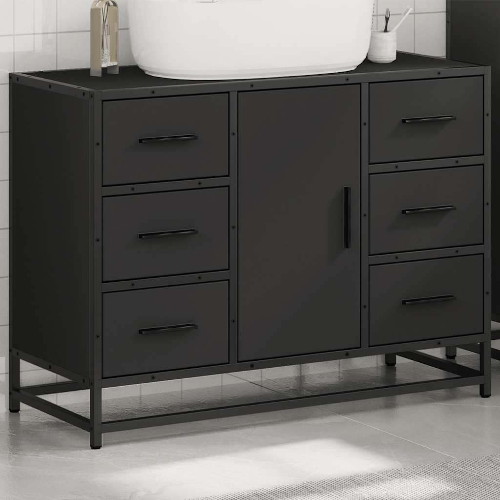 Dulap chiuveta de baie, negru, 80x33x60 cm, lemn compozit