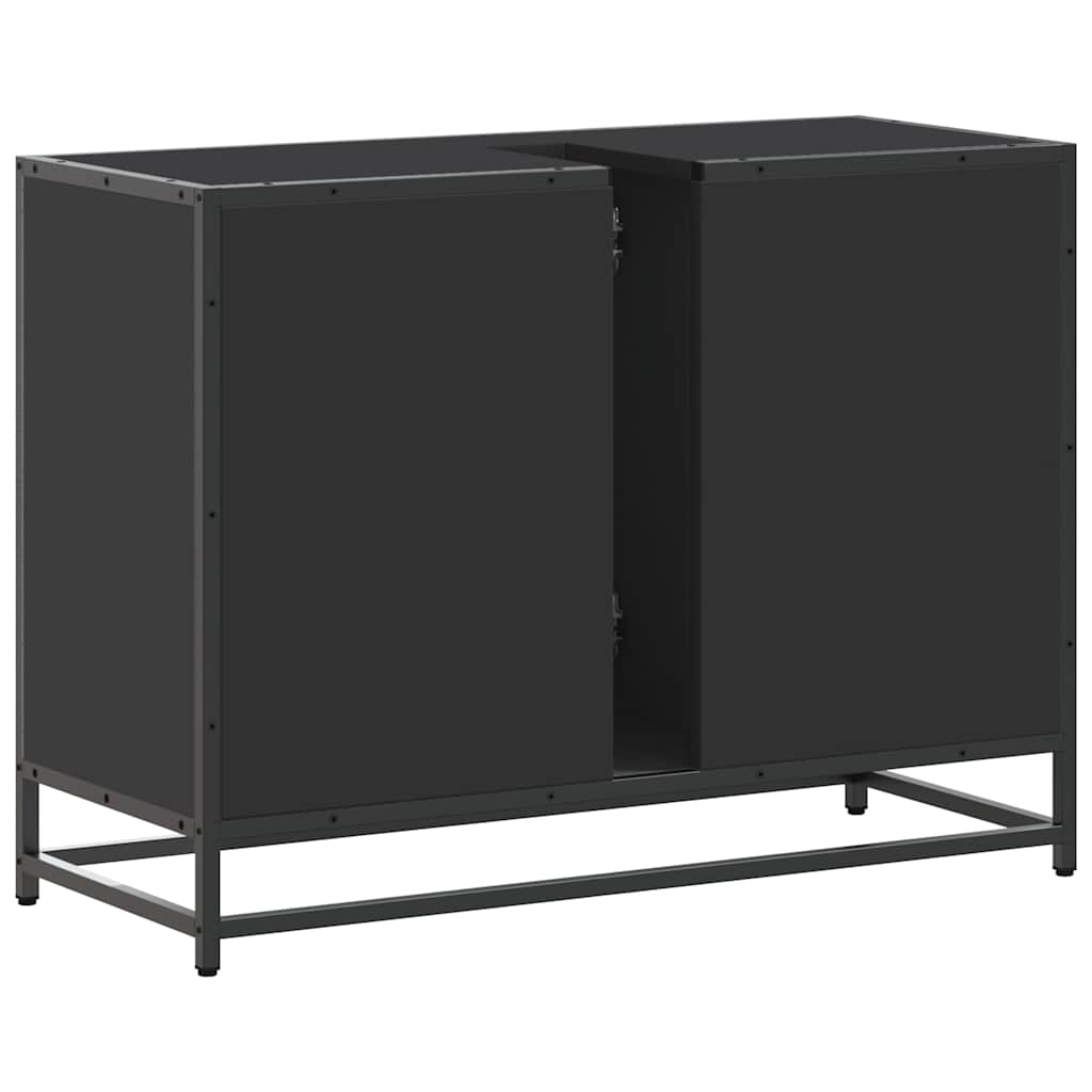 Dulap chiuveta de baie, negru, 80x33x60 cm, lemn compozit