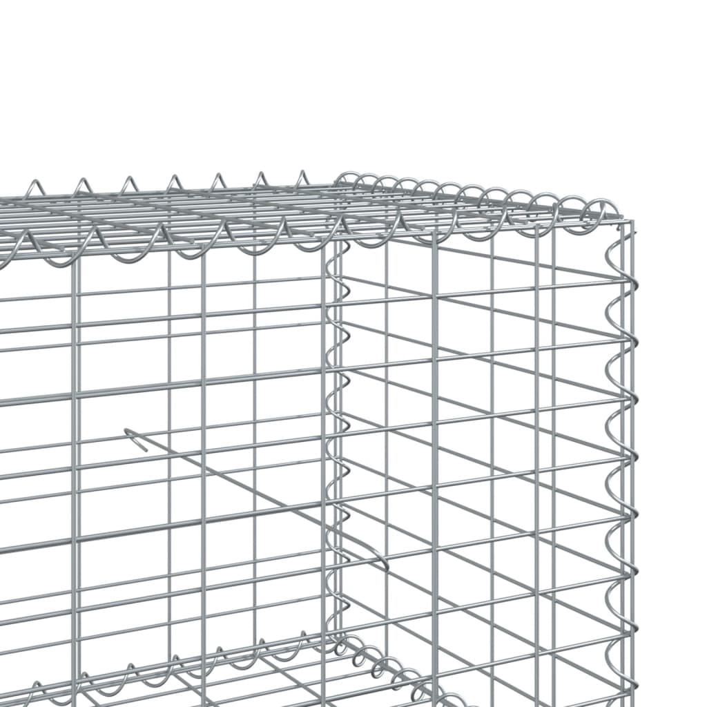 Coș gabion cu capac, argintiu, 400x50x50 cm, fier galvanizat