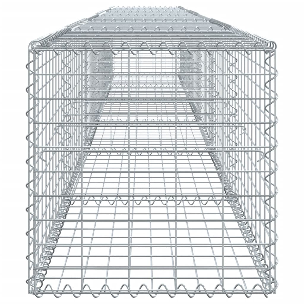 Coș gabion cu capac, argintiu, 600x50x50 cm, fier galvanizat