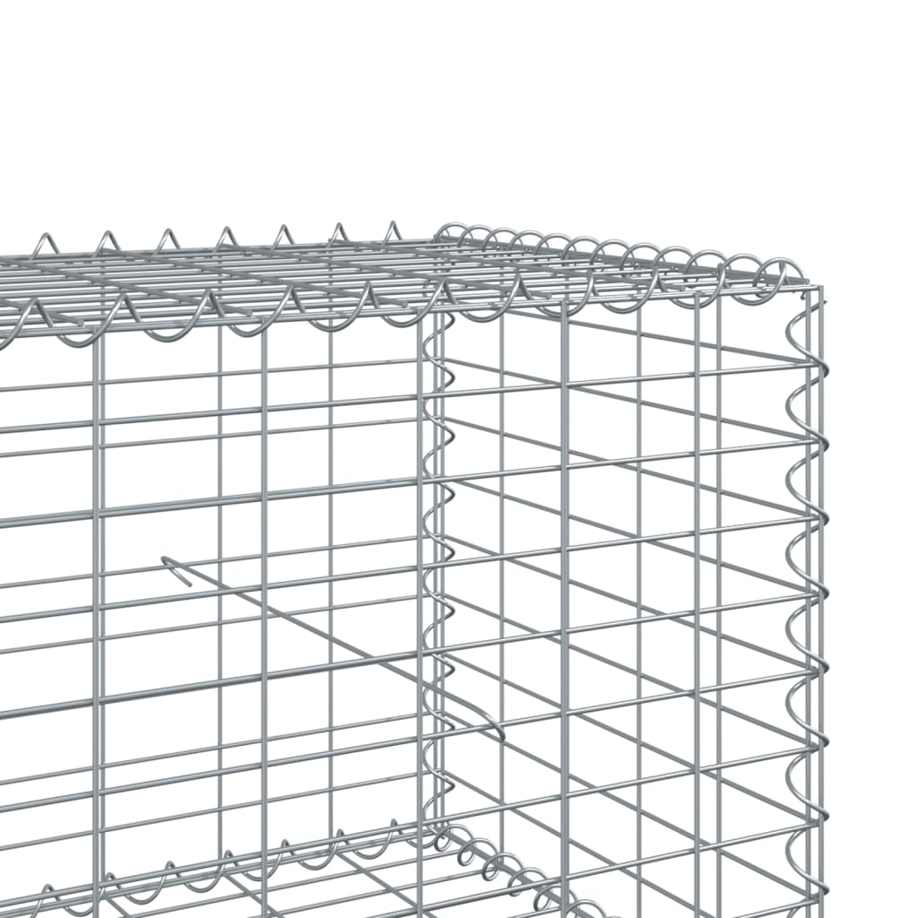 Coș gabion cu capac, argintiu, 700x50x50 cm, fier galvanizat