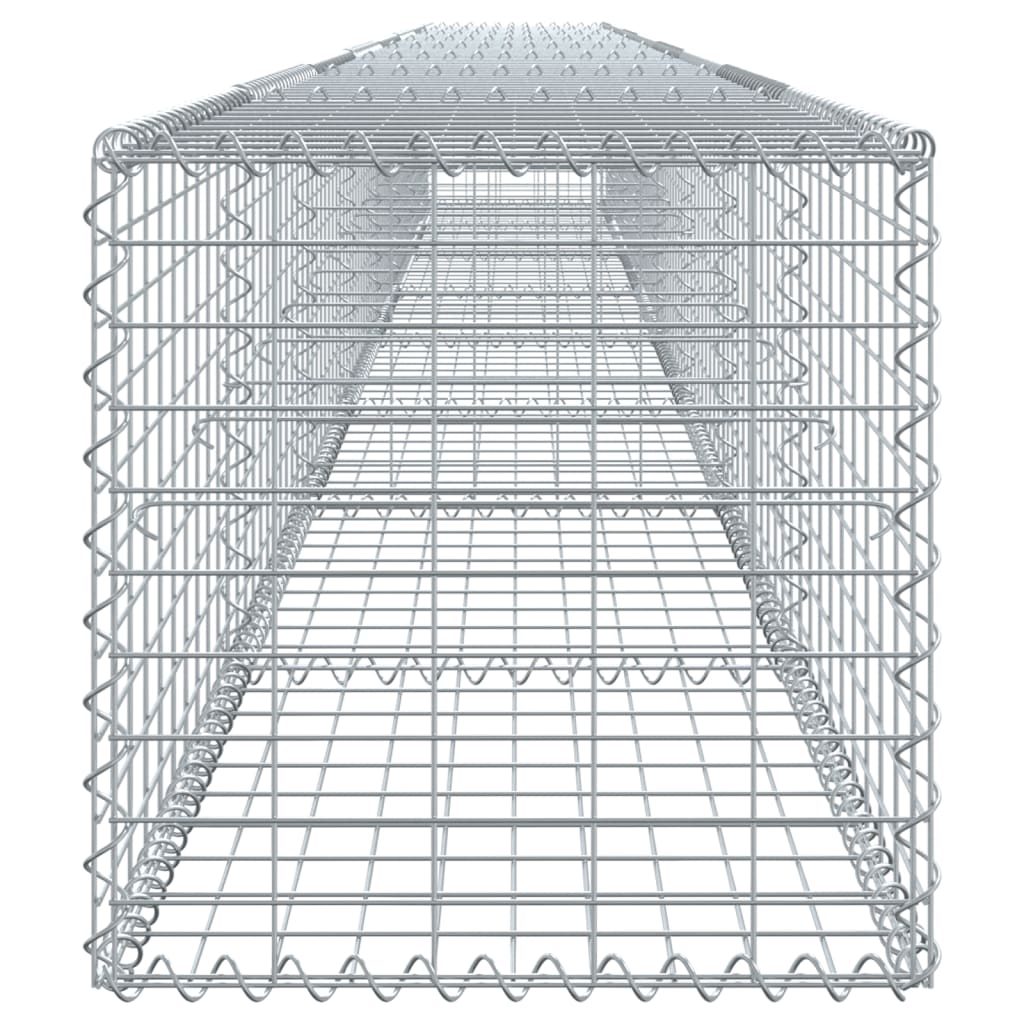 Coș gabion cu capac, argintiu, 800x50x50 cm, fier galvanizat