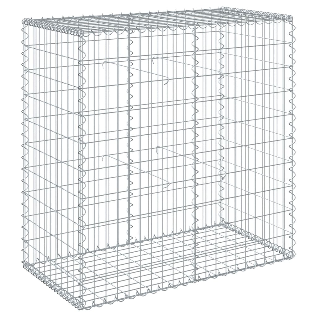 Coș gabion cu capac, argintiu, 100x50x100 cm, fier galvanizat