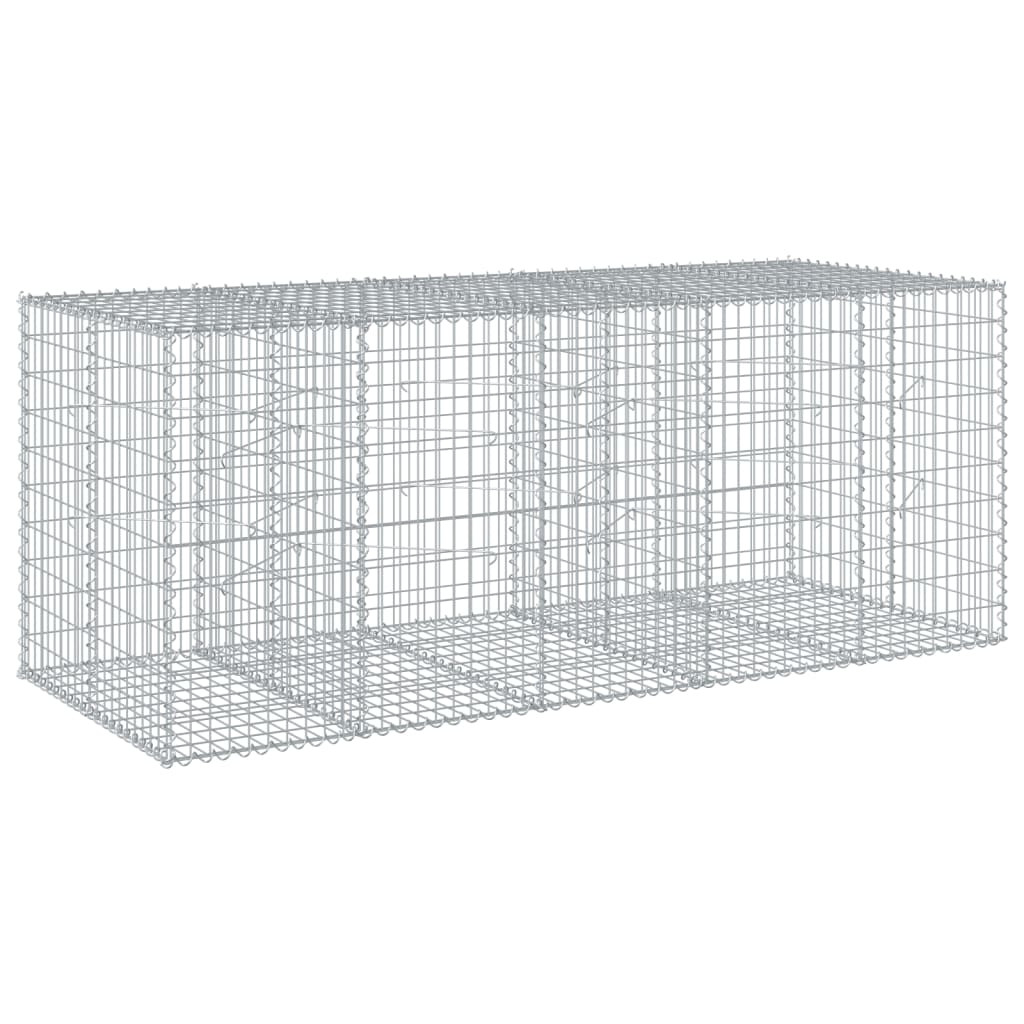 Coș gabion cu capac, 250x100x100 cm, fier galvanizat