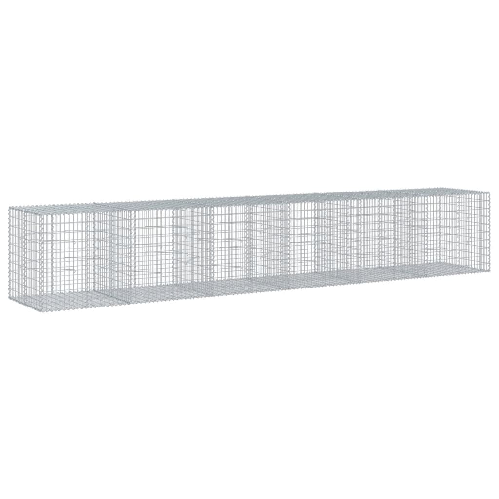 Coș gabion cu capac, 600x100x100 cm, fier galvanizat