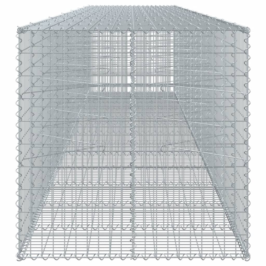 Coș gabion cu capac, 650x100x100 cm, fier galvanizat