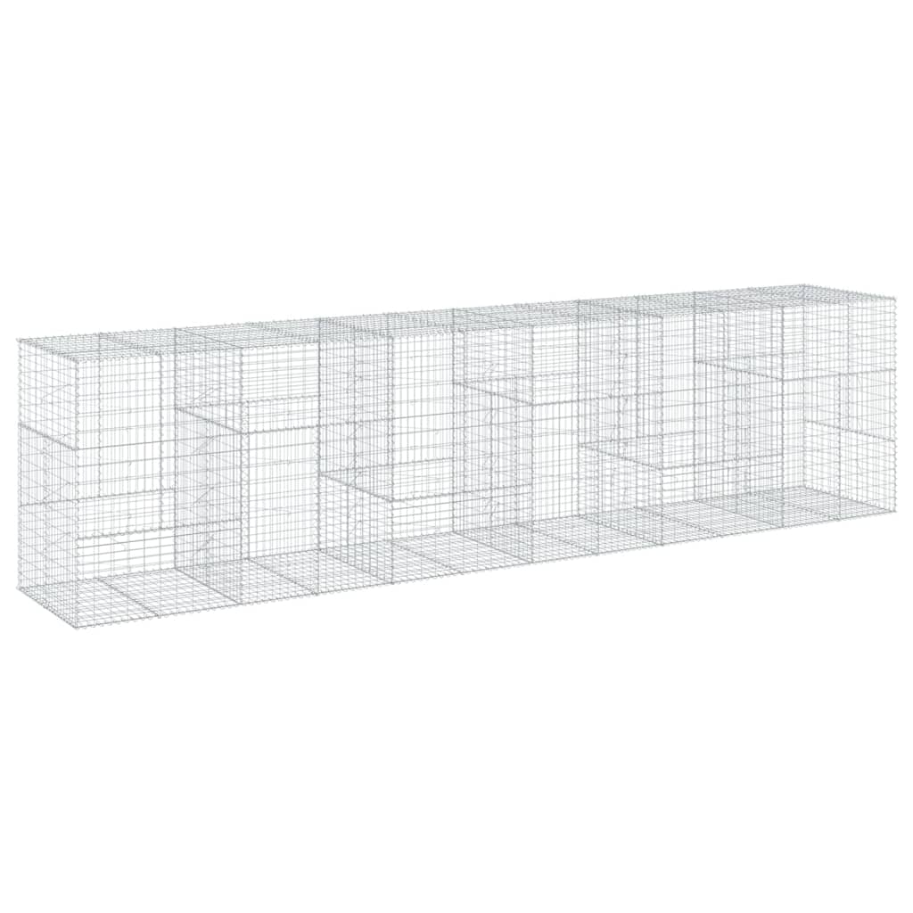 Coș gabion cu capac, 600x100x150 cm, fier galvanizat