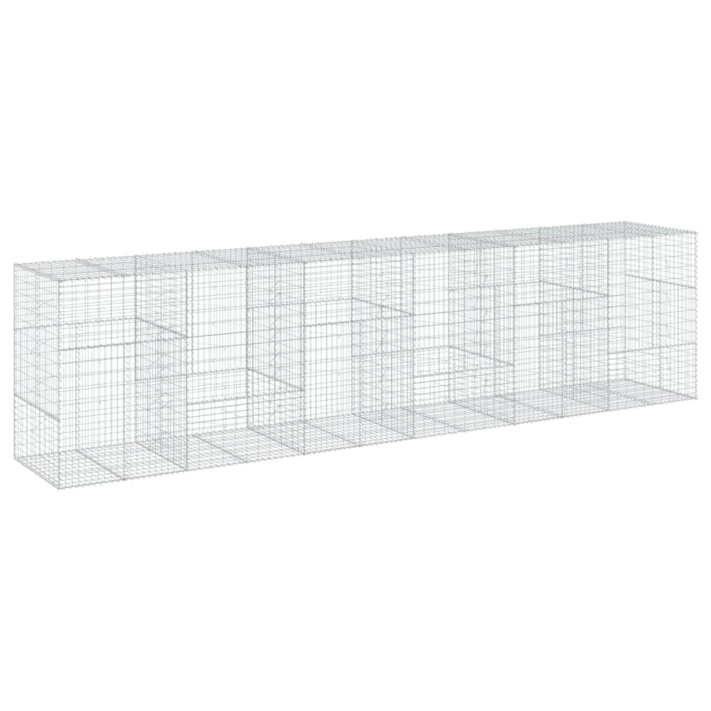 Coș gabion cu capac, 600x100x150 cm, fier galvanizat